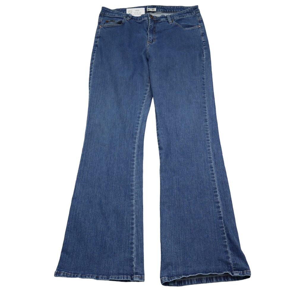 Lee Pants Womens 16 Blue Flat Front Lower on the Waist Flare Leg Jeans Bottoms